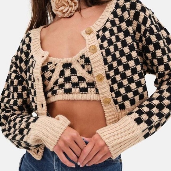 For Love & Lemons: Plaid Print strapless Crop Top - Picture 5 of 5